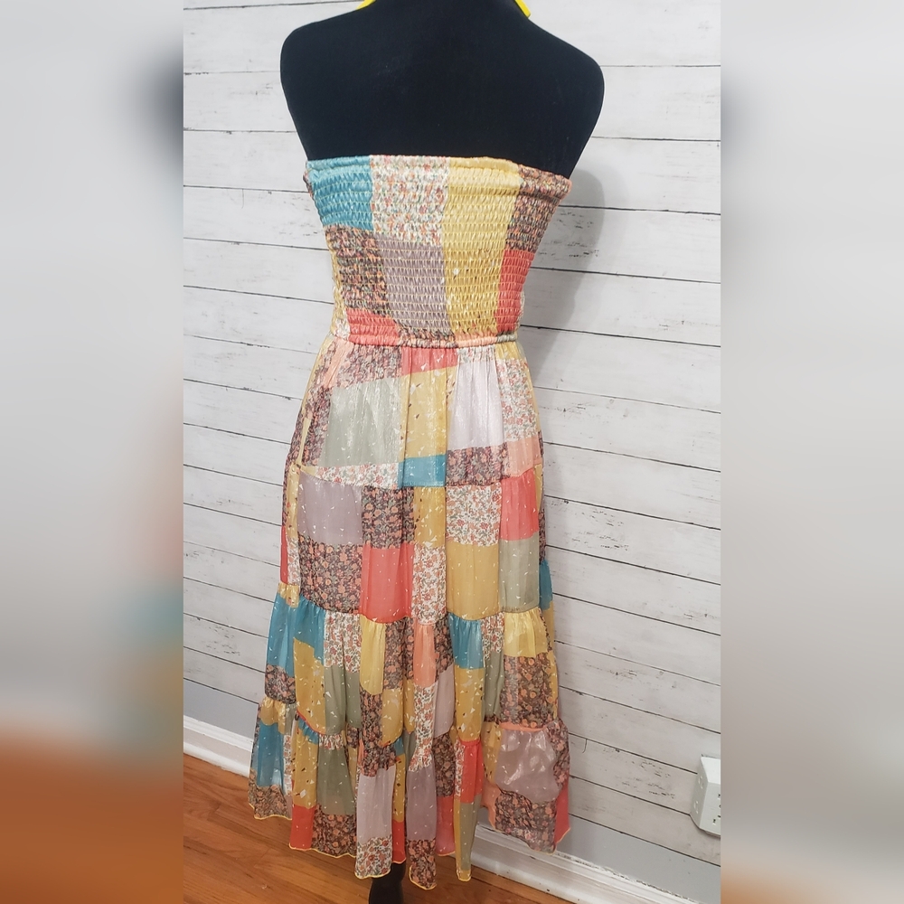 Patchwork Midi Dress Medium Flowy Whimsy Hippie B… - image 4